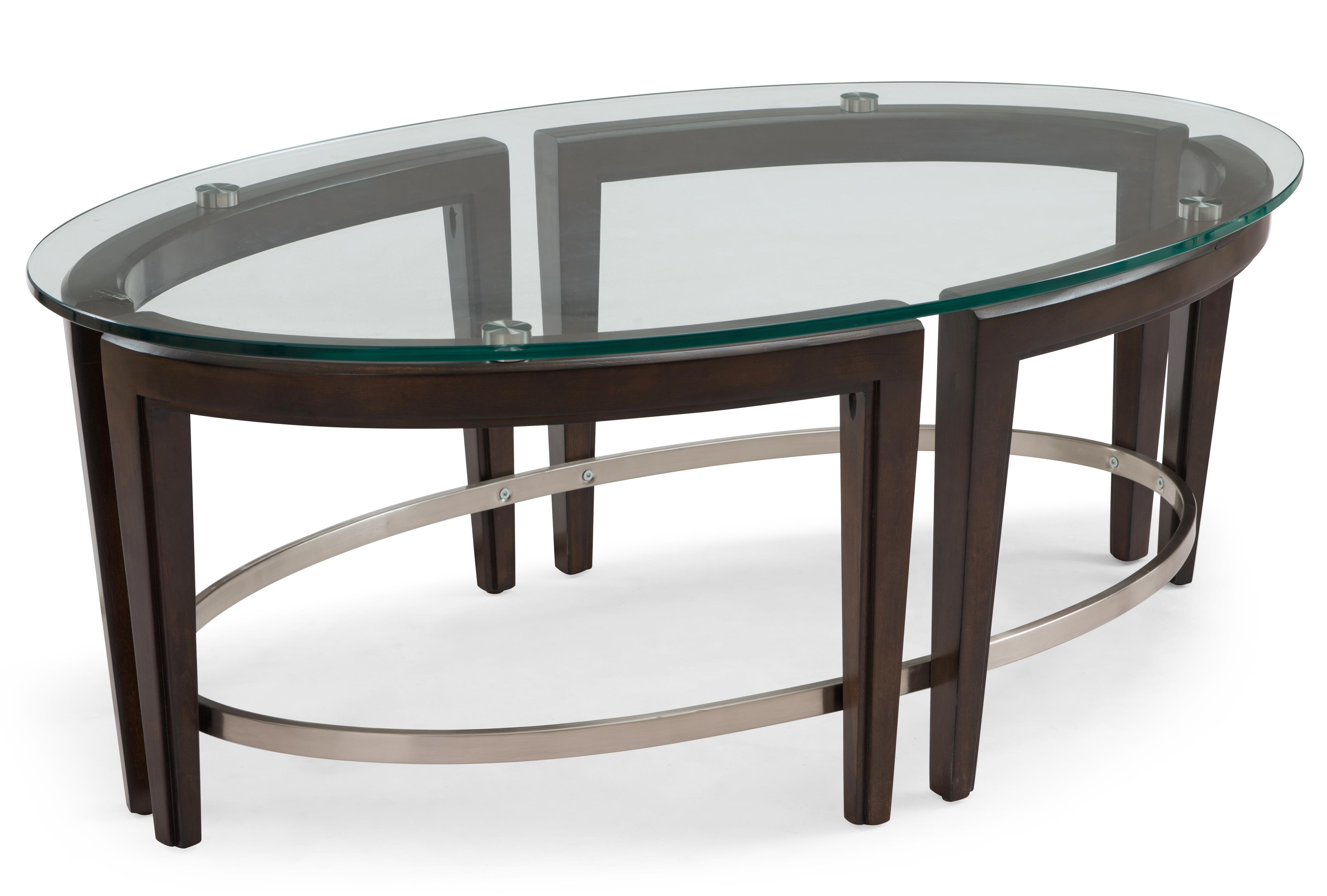 Magnussen Home Carmen Contemporary Wood and Glass Oval Cocktail Table